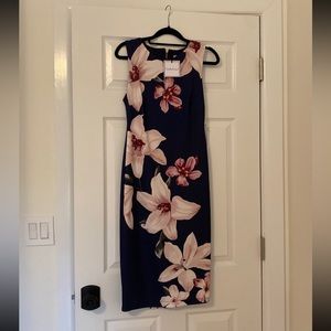 Premier Amour Navy Floral Sheath NWT